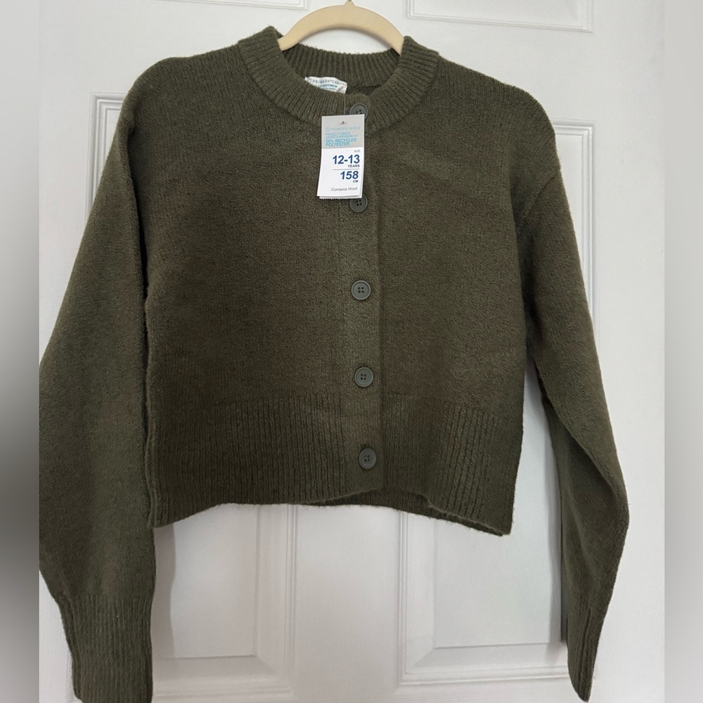 Olive Green Button-Up Cardigan